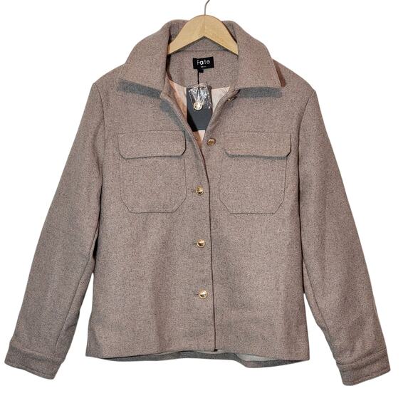 Fate Jackets & Blazers - FATE Wool Jacket Shacket Beige Tan Mid Length S Fall Winter Layering Chic NWT